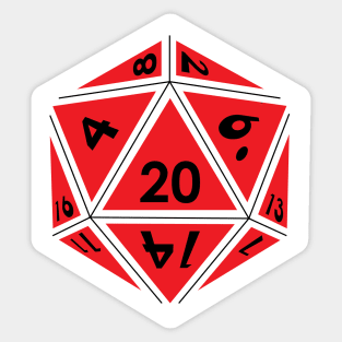 (Pocket) Red D20 Dice (White Outline) Sticker